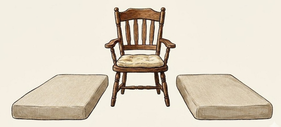 Une chaise entre deux matelas
